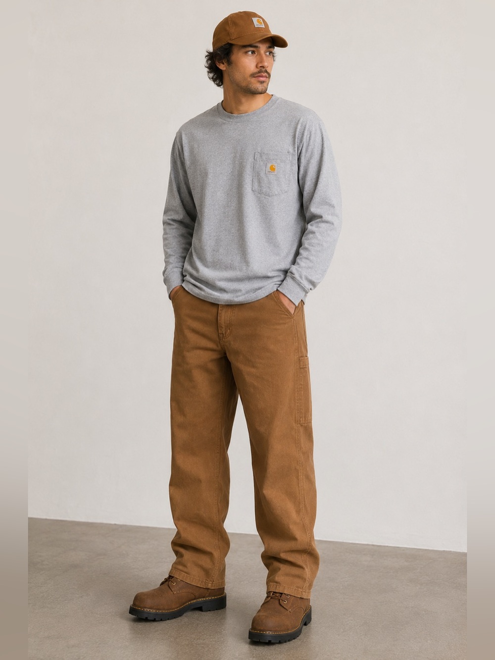 Carhartt Dungaree Fit Brown Canvas Work Pants Men’s 30x30 Carpenter Utility